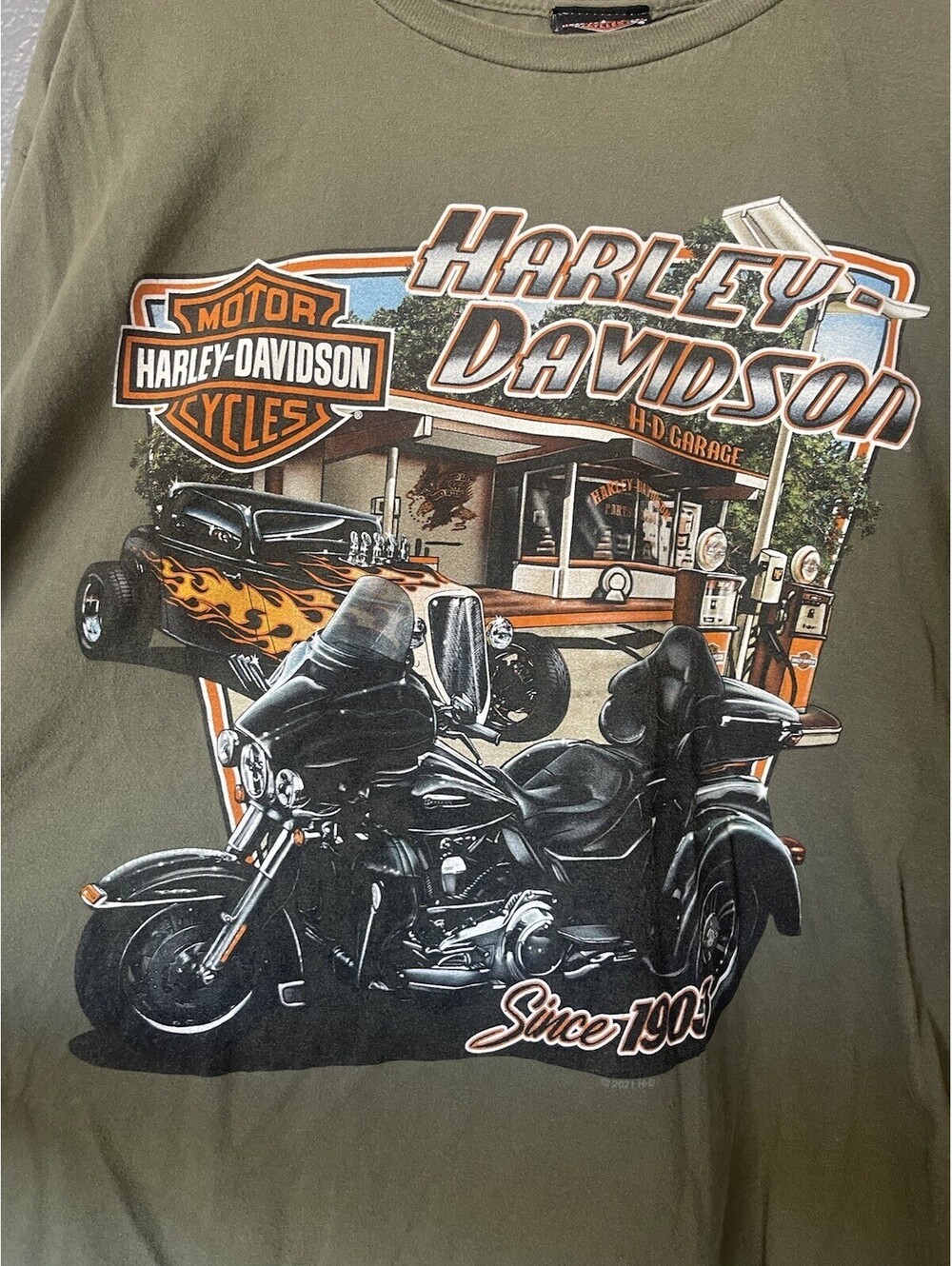 Harley Davidson T-Shirt 3XL XXXL Florida Army Green Tallahassee Short Sleeve FL
